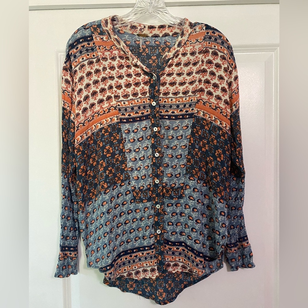 Free People Caravan Top Button Down Blouse